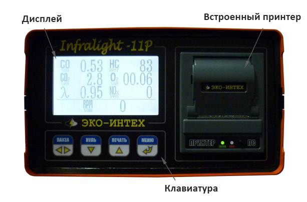 Внешний вид передней панели газоанализатора Infralight 11P Внешний вид передней панели газоанализатора Infralight 11P